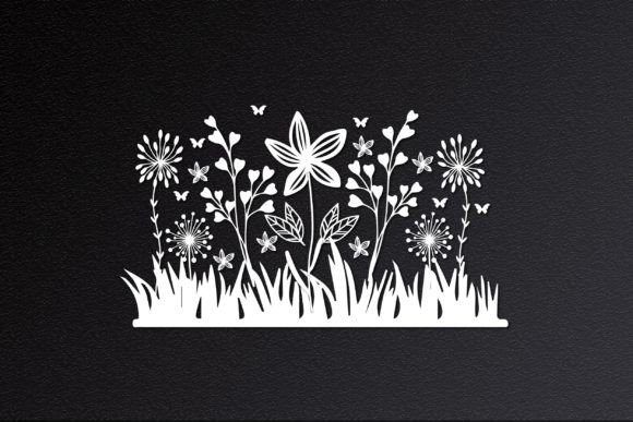 3d Flower Garden with Grass Svg Graphics for Crafts