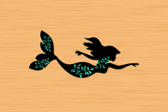 3d Mermaid Papercut Svg Graphics for Crafts