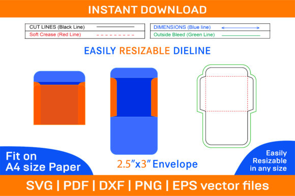 Basic Envelope 2.5x3 Inch Dieline Templ
