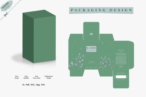 Box Packaging Die Cut with 3D Preview Graphics