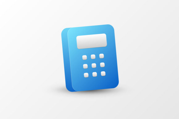 Cute 3D Blue Calculator Cartoon Style Graphics for Handmade Projects