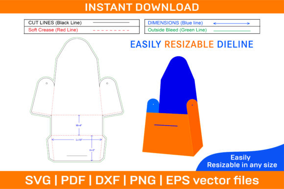 Designer Ladies Purse Bag Dieline Template for Graphics and Print