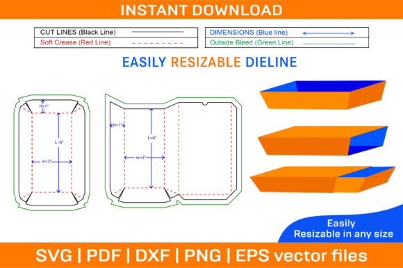 Food Paper Tray Box Dieline Template for Stronger Branding and Marketing Graphics