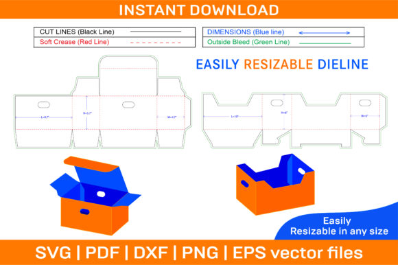 Fruits Vegetables Carry Corrugated Box Graphics for Print Templates