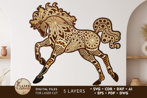 HORSE 3D Multilayer Cut File for Laser Cutting and Wall Decor