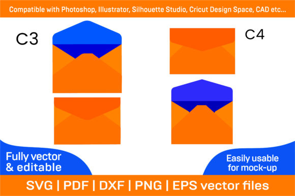 Standard Envelope Sizes Dieline Template for Graphics and Print Templates