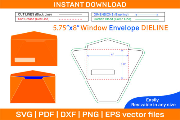 Window Envelope 5.75x8 Inch Dieline Temp Review